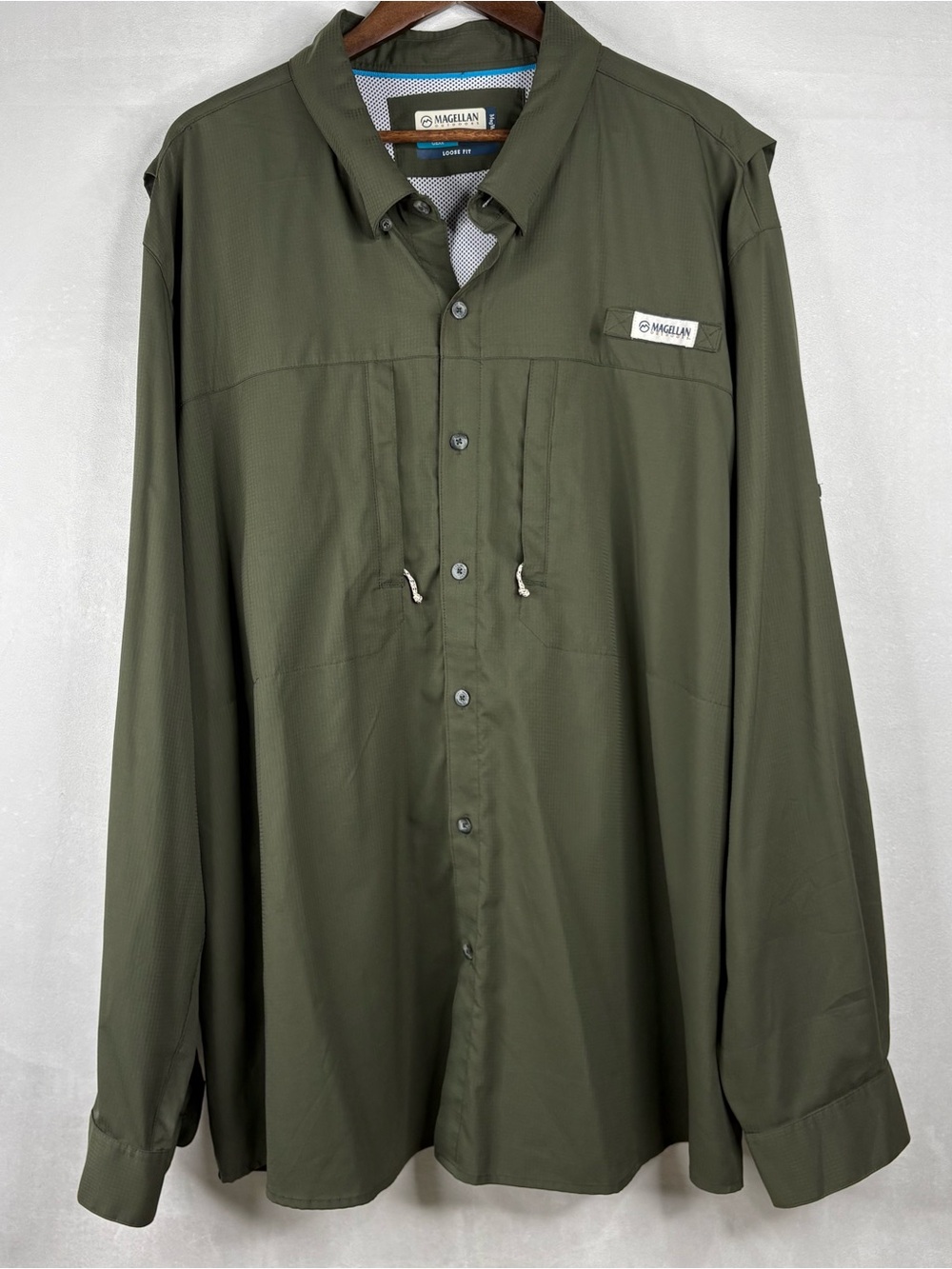 Magellan Outdoors Fish Gear Shirt Mens 3XL Green Long Sleeve Fishing Vented